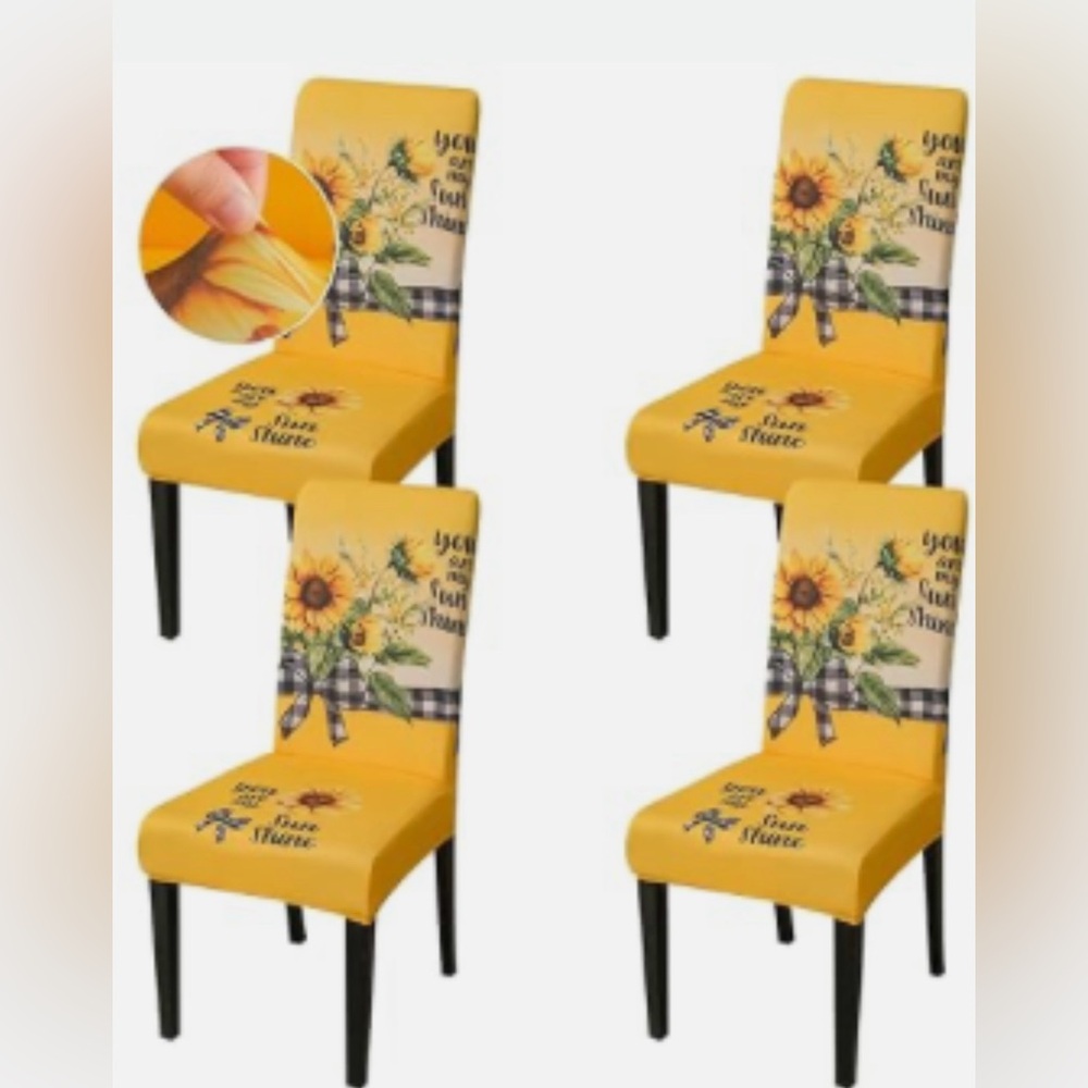 Sunflower Yellow Stretch Chair Covers - Set of 4